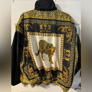 VTG Jaguar Argee Sports Windbreaker Jacket Baroque Animal Print Plus Size 80s